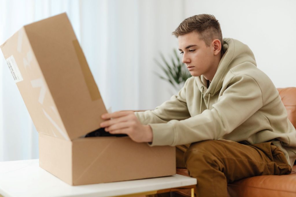 man unboxing