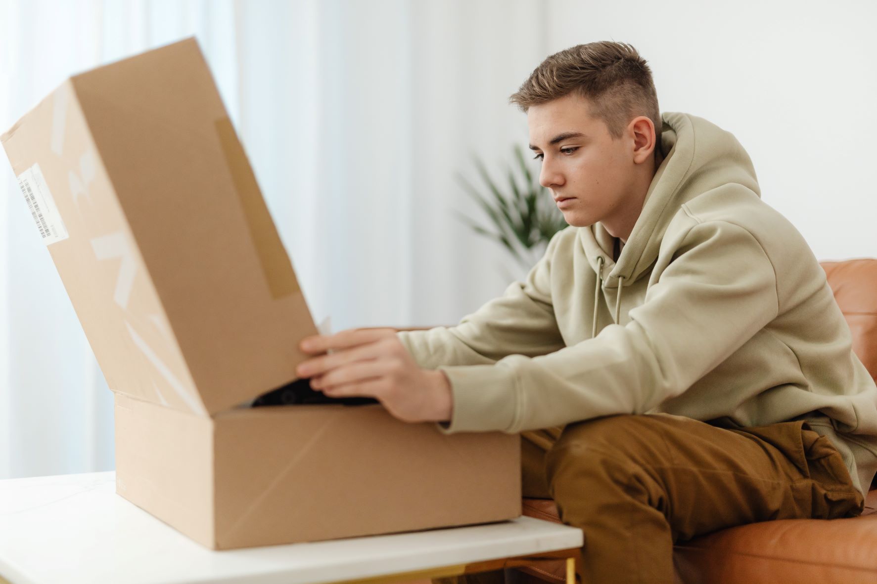 man unboxing