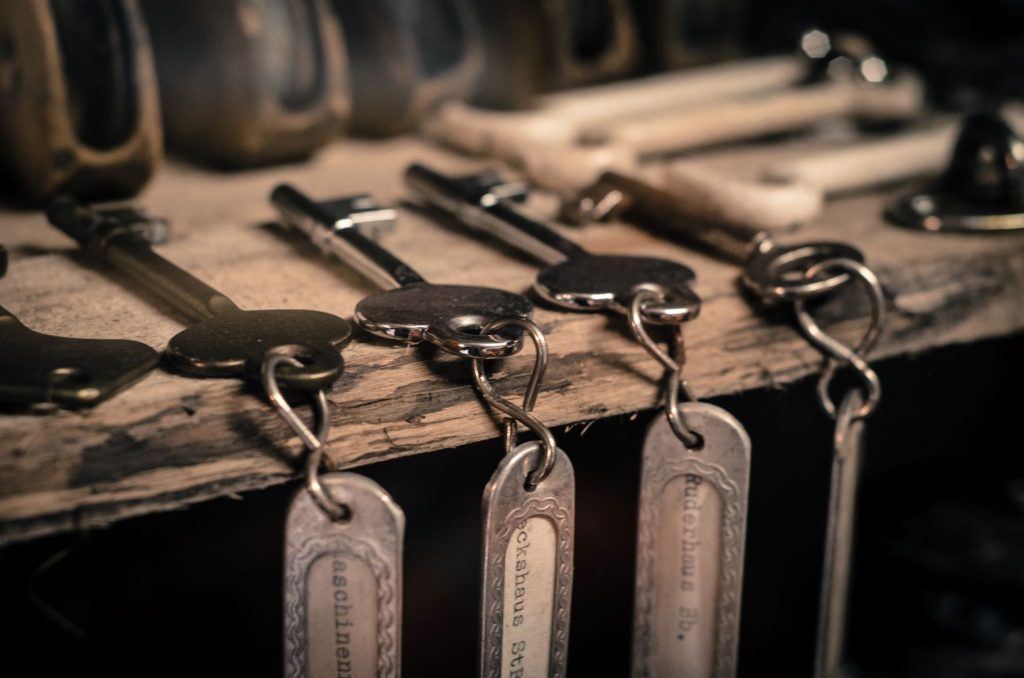keys in antique wood
