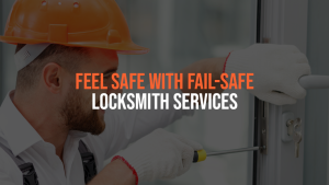Locksmith working on door lock.