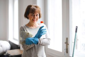 woman cleaning house