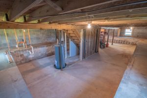 An upper angle of an empty basement.