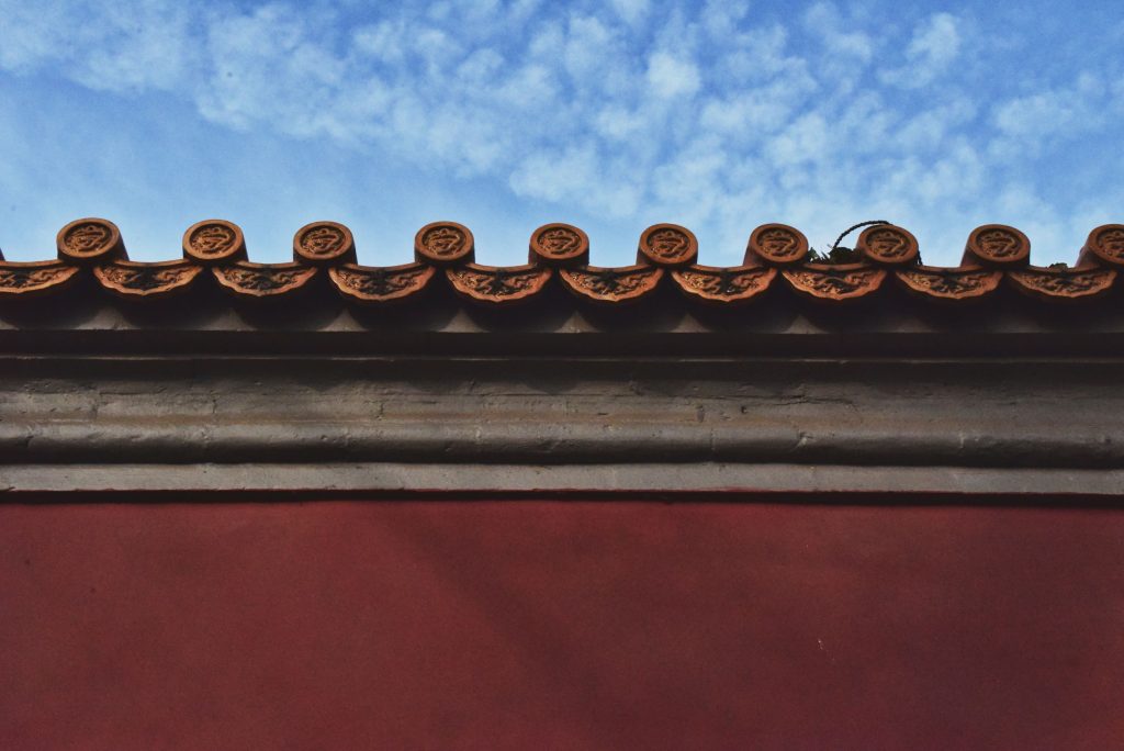 Clay roof on top of a temple.