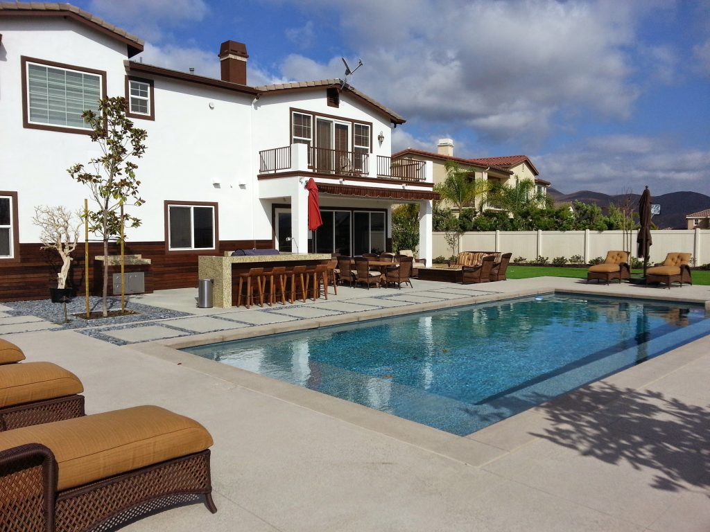A backyard with a swimming pool
