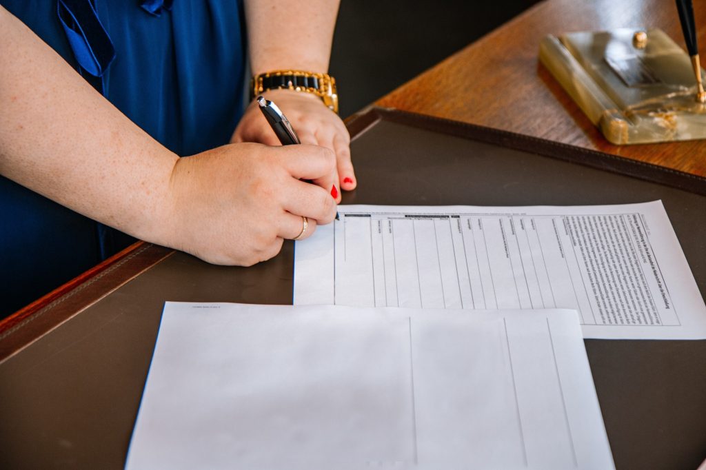 this photo shows someone writing during a candidate assessment