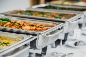 chafing dishes with dishes